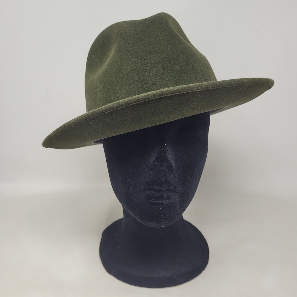 Vintage Dobbs Hat 7 Forest Green Felt Fedora Shudde Bros Houston Pinch Crown